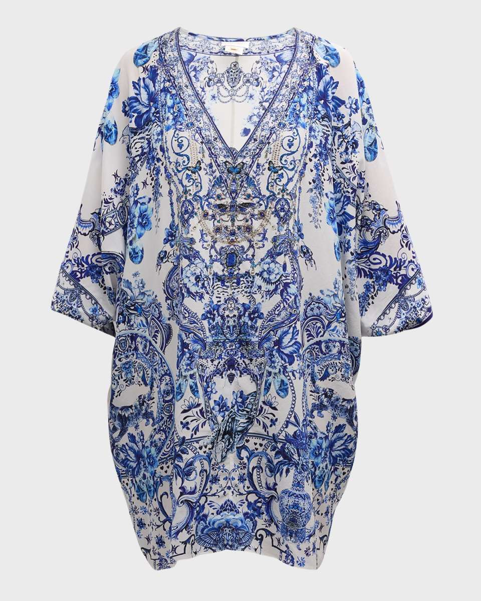 Delft Dynasty Tie Sleeve Mini Kaftan